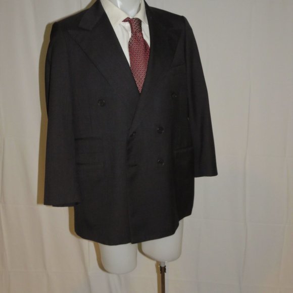 Ralph Lauren Purple Label Gray Birdseye 6x2 VTG Double Breasted Sport Coat 44R - Picture 7 of 11